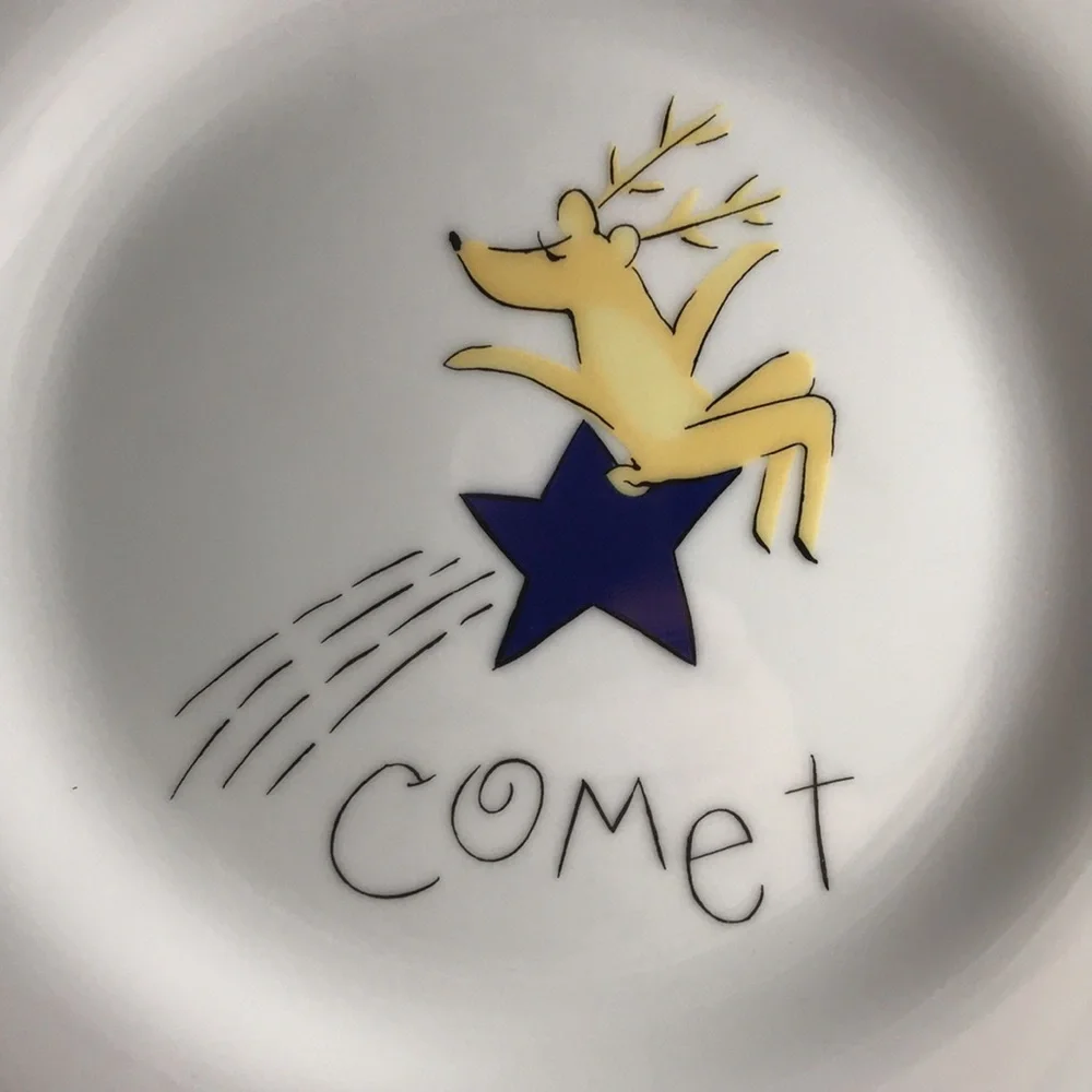 Pottery Barn Retired Reindeer Comet Luncheon Salad Dessert Plate 8 1/2”